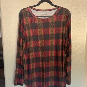 Crazy Train Red and Black Plaid Long Sleeve Top